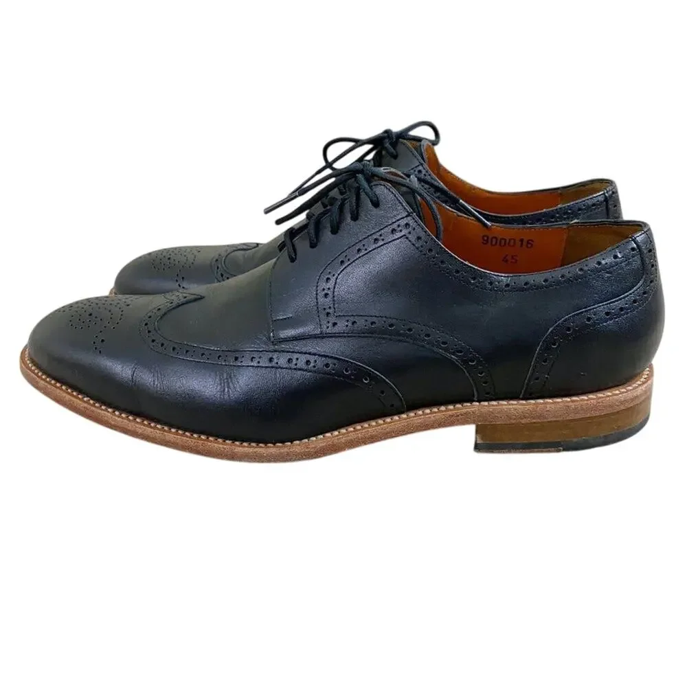 Crosby Square Black Leather Brogue Oxford Dress Shoes Made in Spain Men's Sz 45